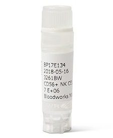 A white tube with a white label on it, used for the storage of B cells.